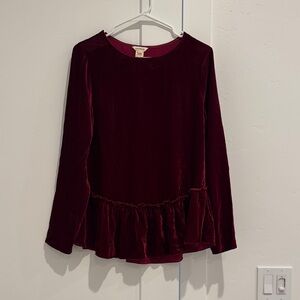 Sundance Velvet Long Sleeve Top in Deep Red